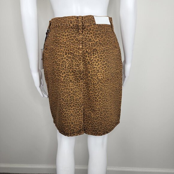 NWT Re/Done Leopard Print Denim Skirt Size 25 (Waist 13.75 in) - Picture 2 of 12